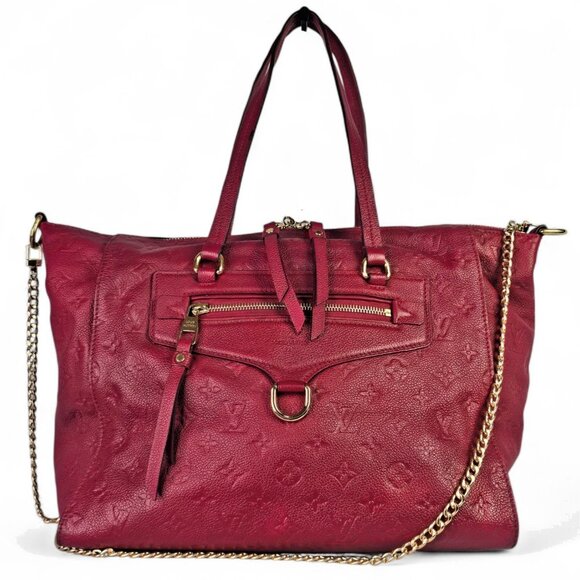 LOUIS VUITTON Lumineuse Empreinte Leather Monogram LV Shoulder Bag Red Tote - Picture 1 of 16